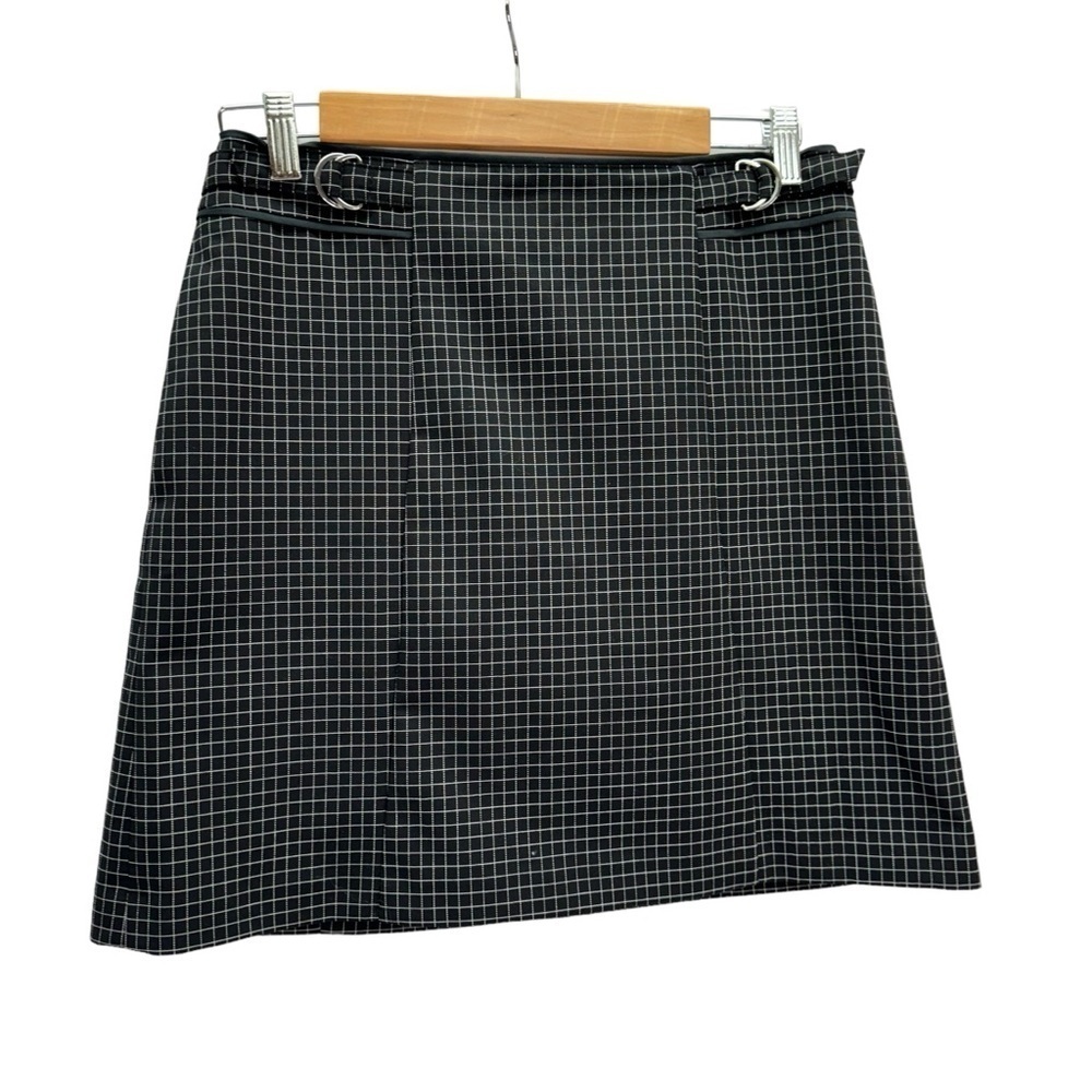 Club Monaco Black Windowpane Print Mini Pencil Skirt Lined Size 4